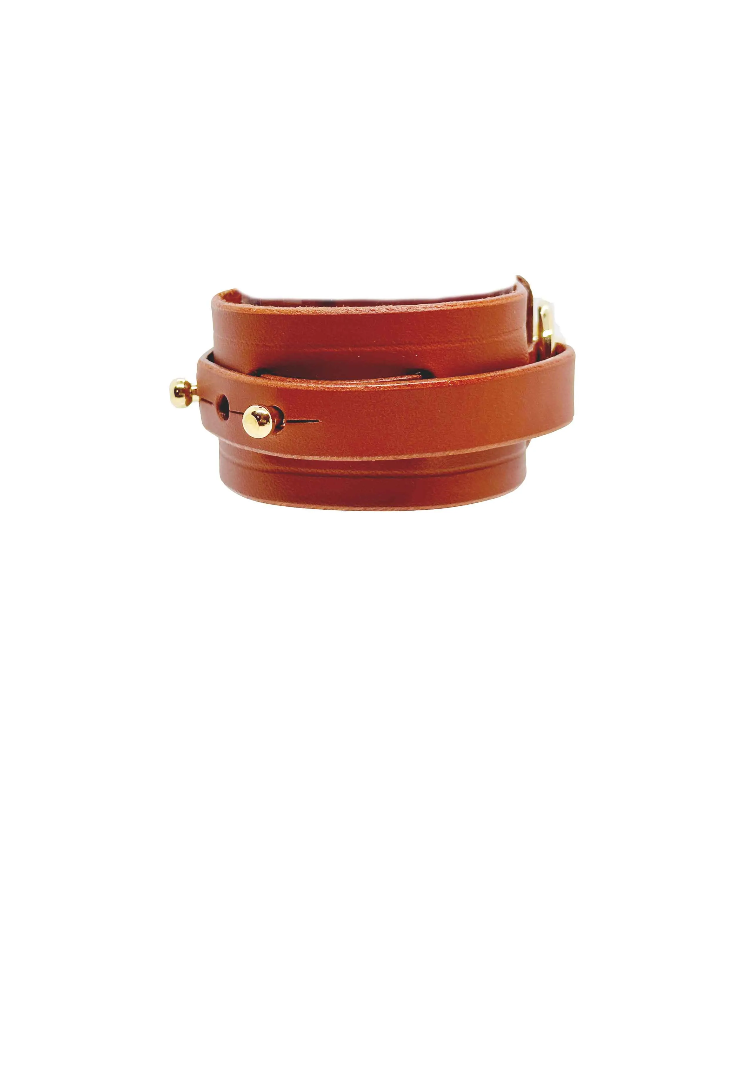 Toggle Wrap Leather Cuff, Caramel
