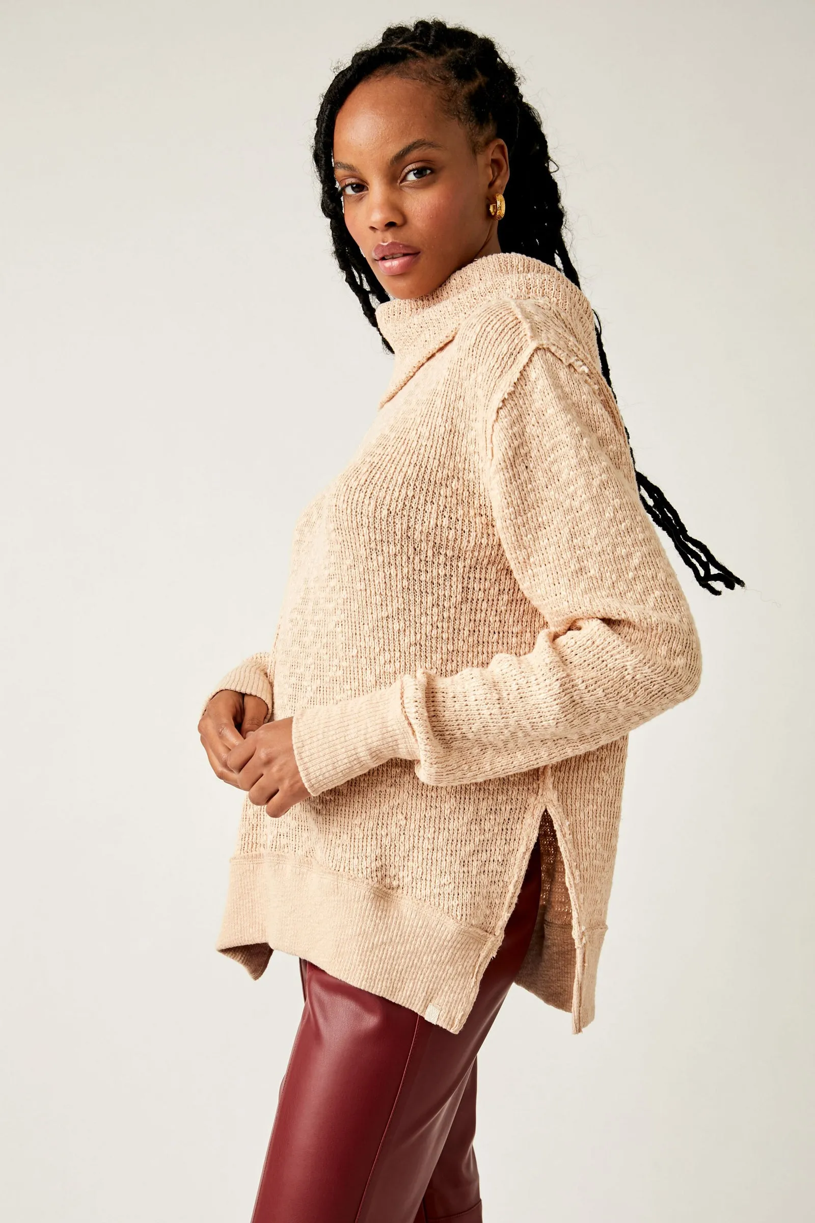 TOMMY TURTLENECK TOP-TOASTED ALMOND