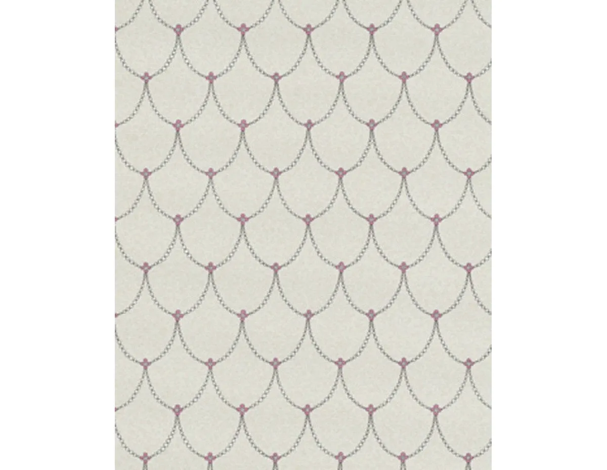 Trellis Drops Beads Grey Pink 7303-10 Wallpaper