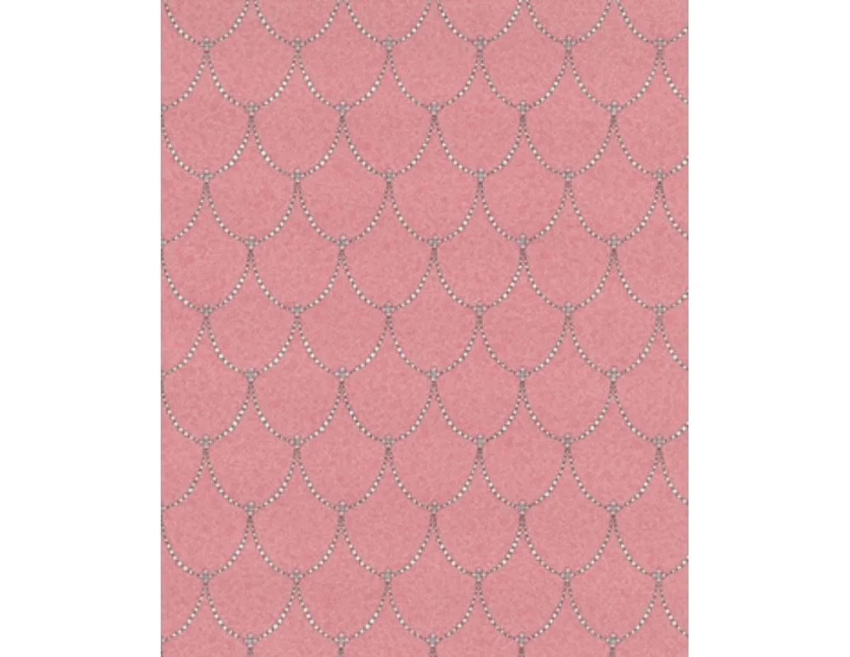 Trellis Drops Beads Red Grey 7303-50 Wallpaper