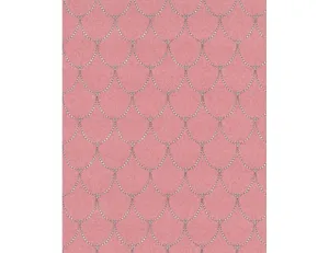 Trellis Drops Beads Red Grey 7303-50 Wallpaper