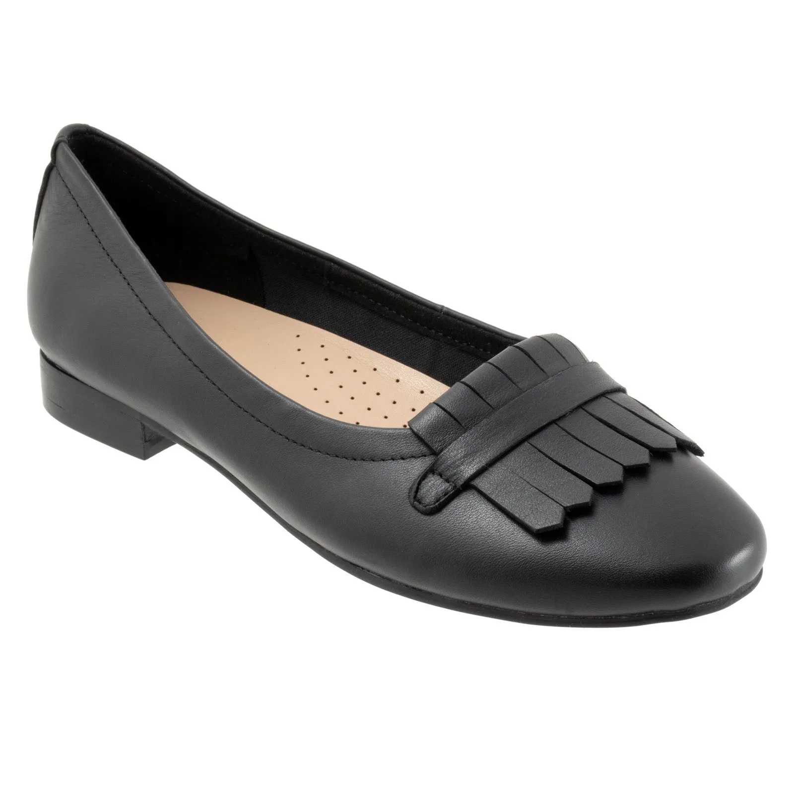 Trotters Greyson T2306-001 Womens Black Leather Slip On Loafer Flats Shoes