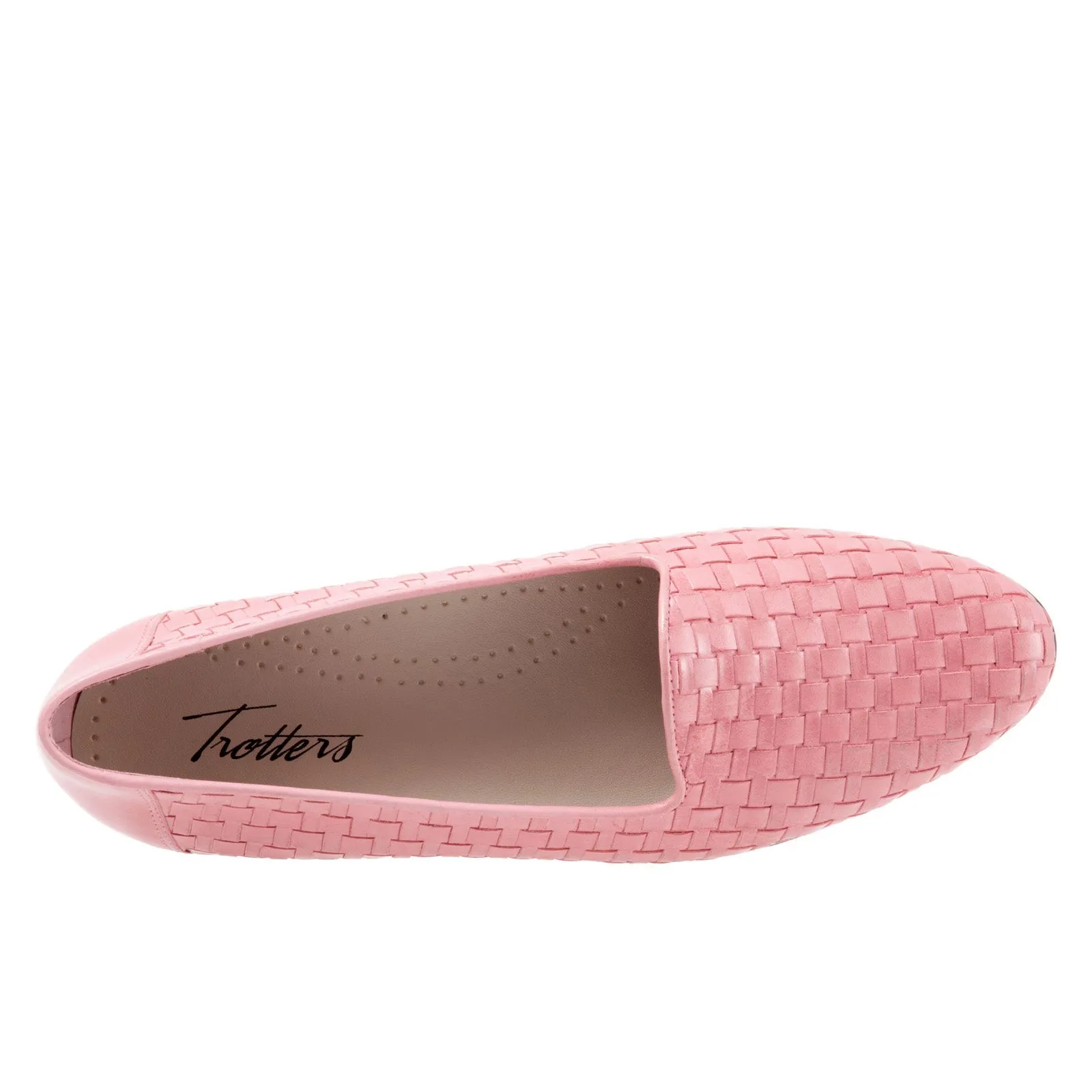Trotters Liz T5158-639 Womens Pink Extra Narrow Leather Loafer Flats Shoes