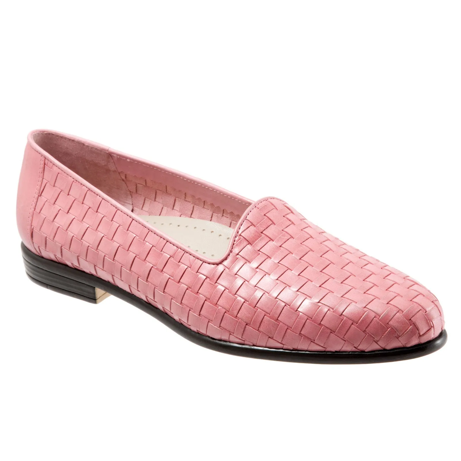 Trotters Liz T5158-639 Womens Pink Extra Narrow Leather Loafer Flats Shoes