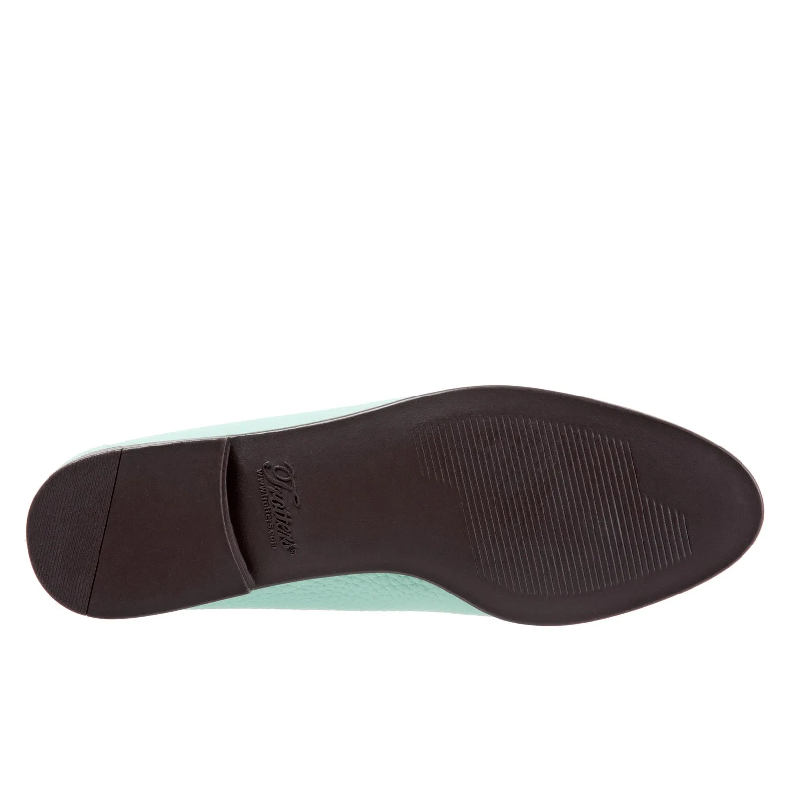 Trotters Liz Tumbled T1807-322 Womens Green Narrow Leather Loafer Flats Shoes