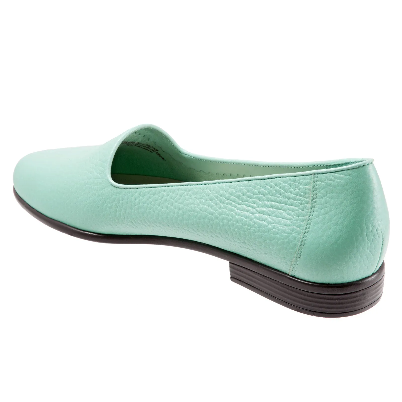 Trotters Liz Tumbled T1807-322 Womens Green Narrow Leather Loafer Flats Shoes