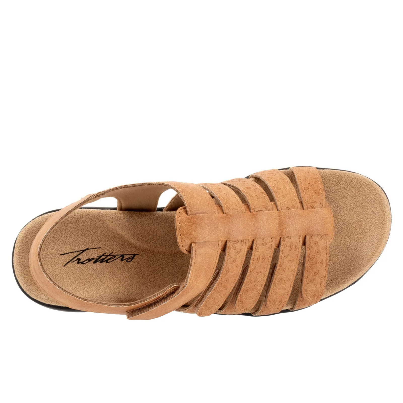 Trotters Tiki Tool T2423-253 Womens Brown Extra Wide Strap Sandals Shoes