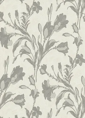 Tulip Floral Trail White Grey 5796-10 Wallpaper
