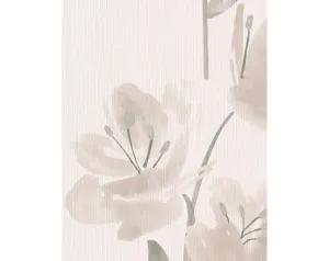 Tulips Floral Stripes Beige White 331434 Wallpaper