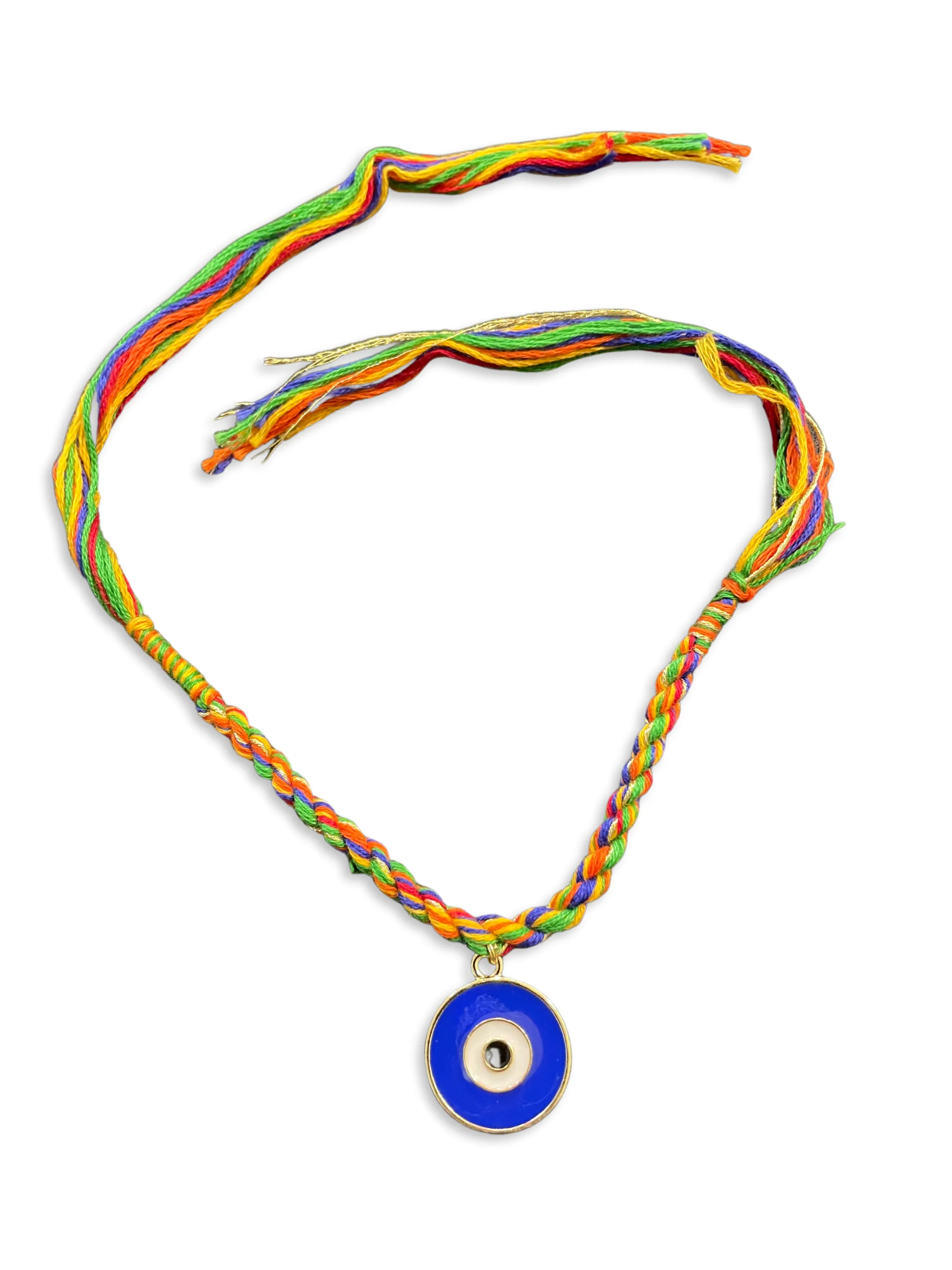 Turkish Blue Evil Eye Charm Fancy Rakhi With Multicolored Thread For Raksha Bandhan