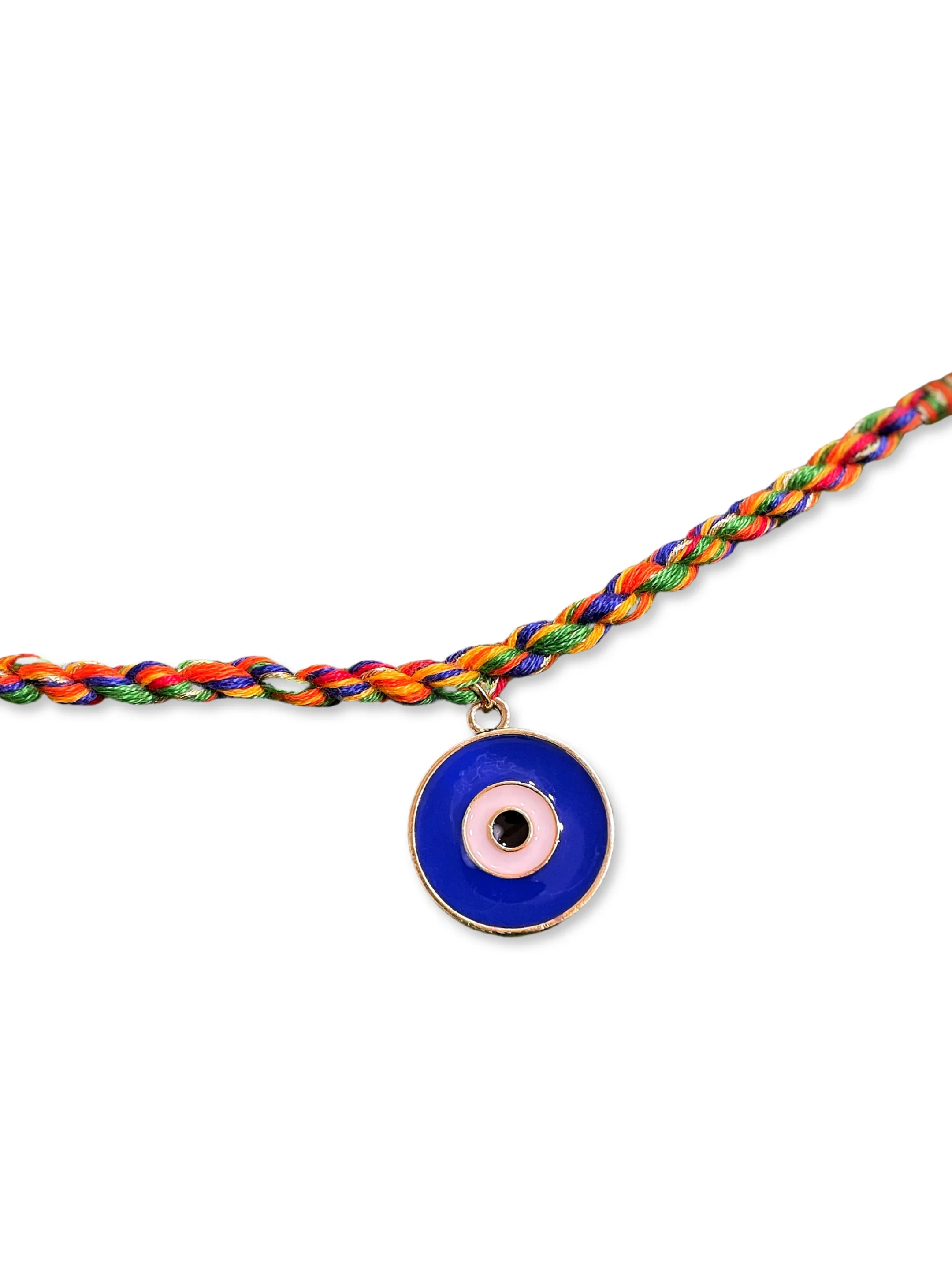 Turkish Blue Evil Eye Charm Fancy Rakhi With Multicolored Thread For Raksha Bandhan
