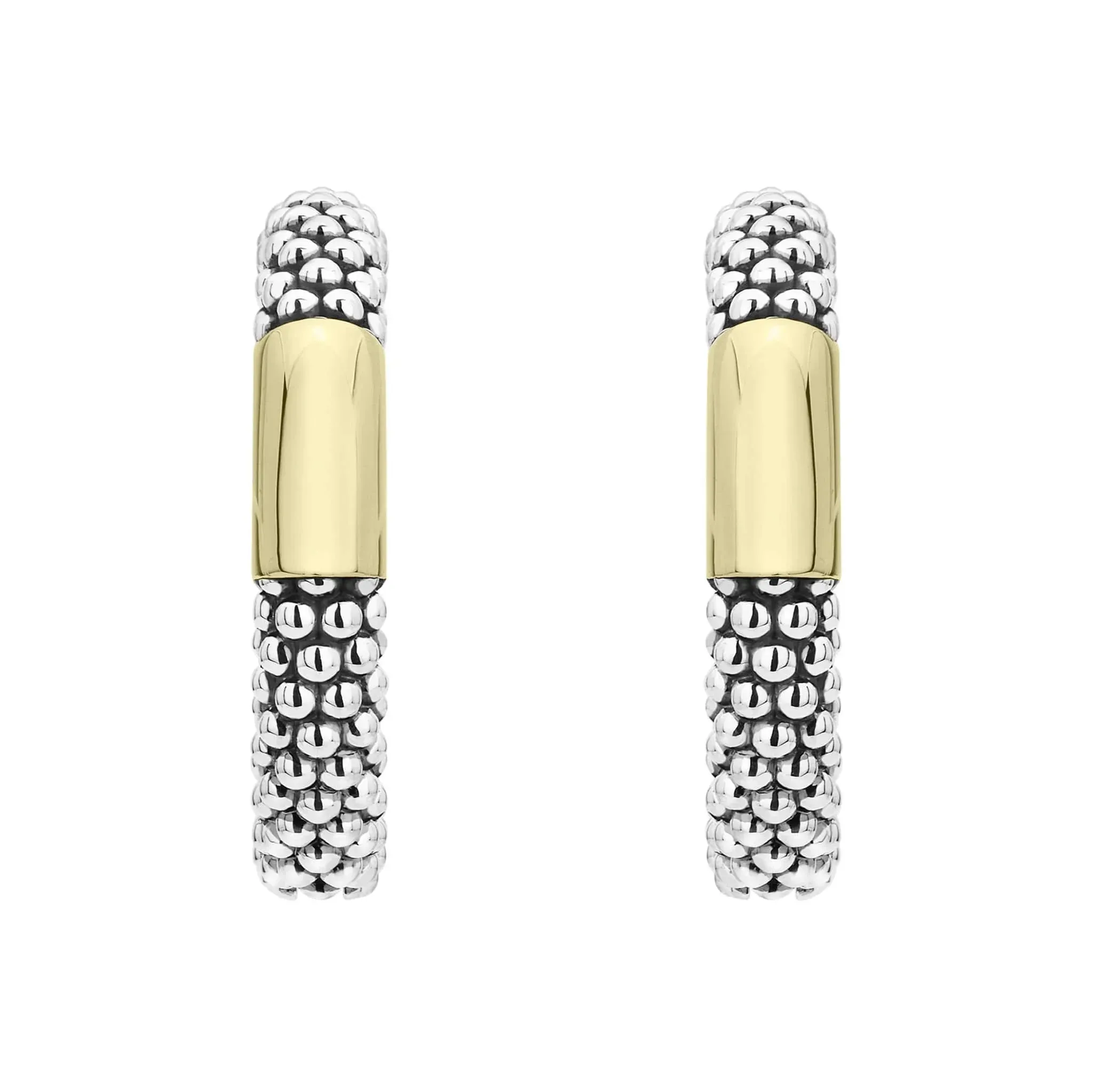 Two-Tone Station Caviar Hoop Earrings
