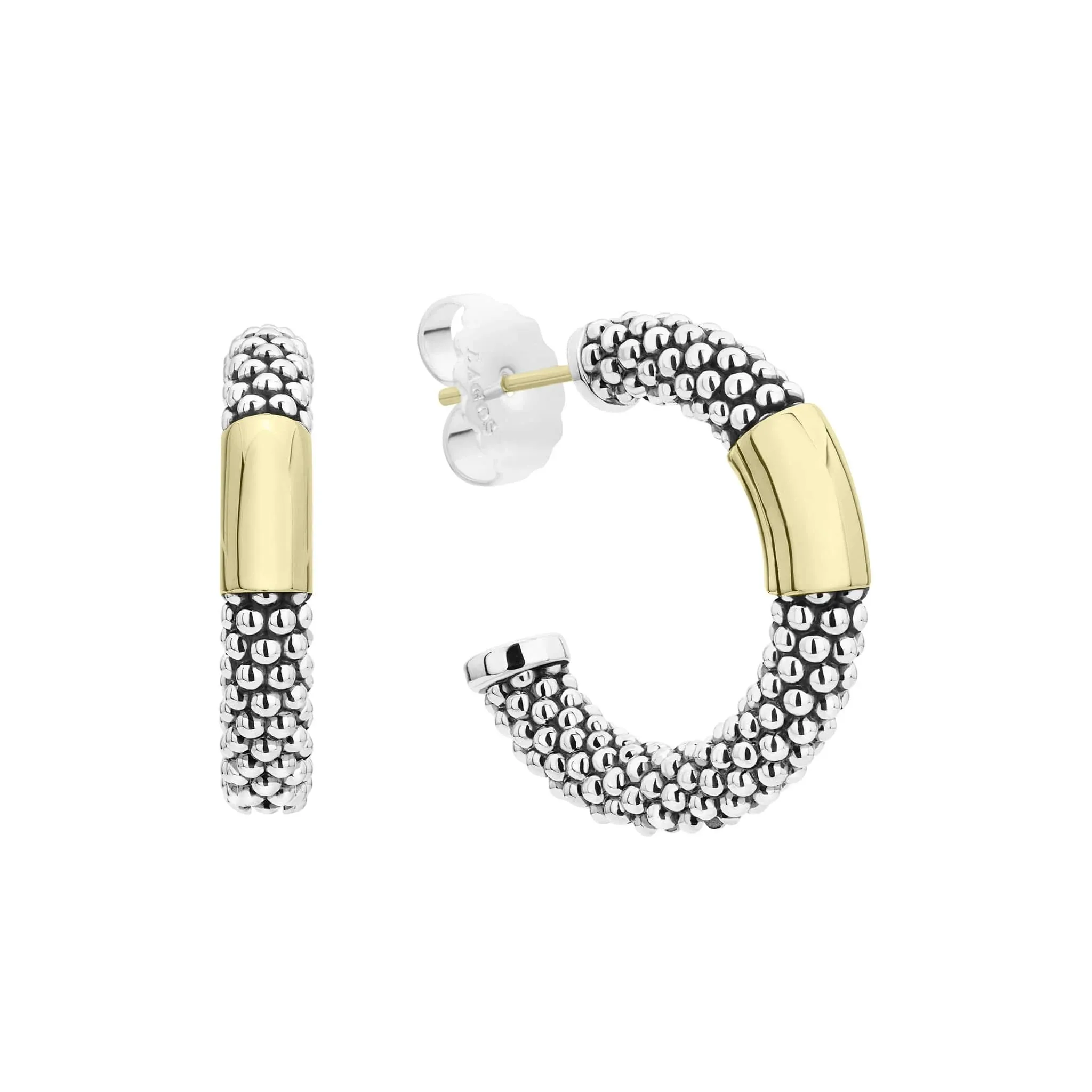 Two-Tone Station Caviar Hoop Earrings