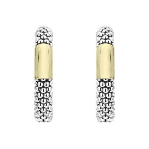 Two-Tone Station Caviar Hoop Earrings