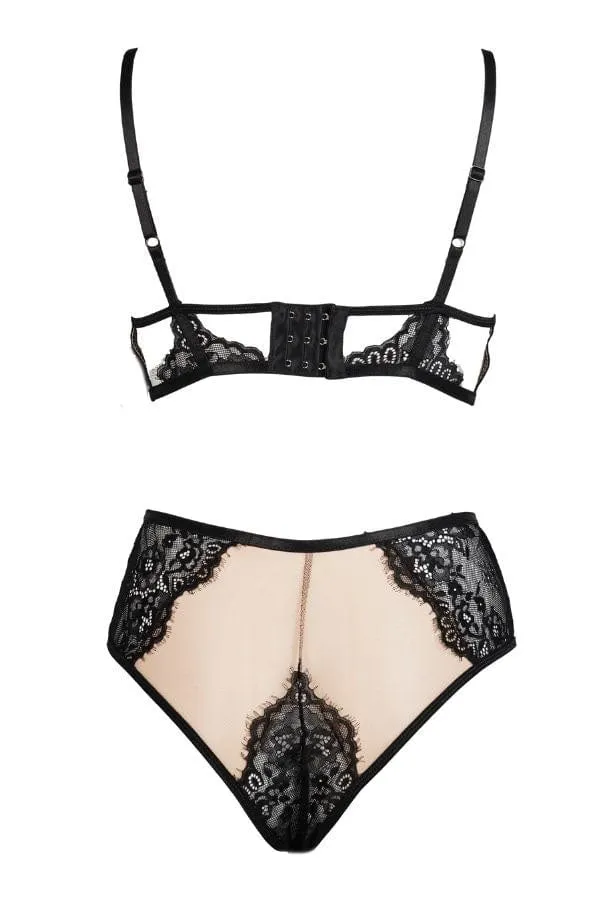 Under My Skin Bra Set- Nude-Black