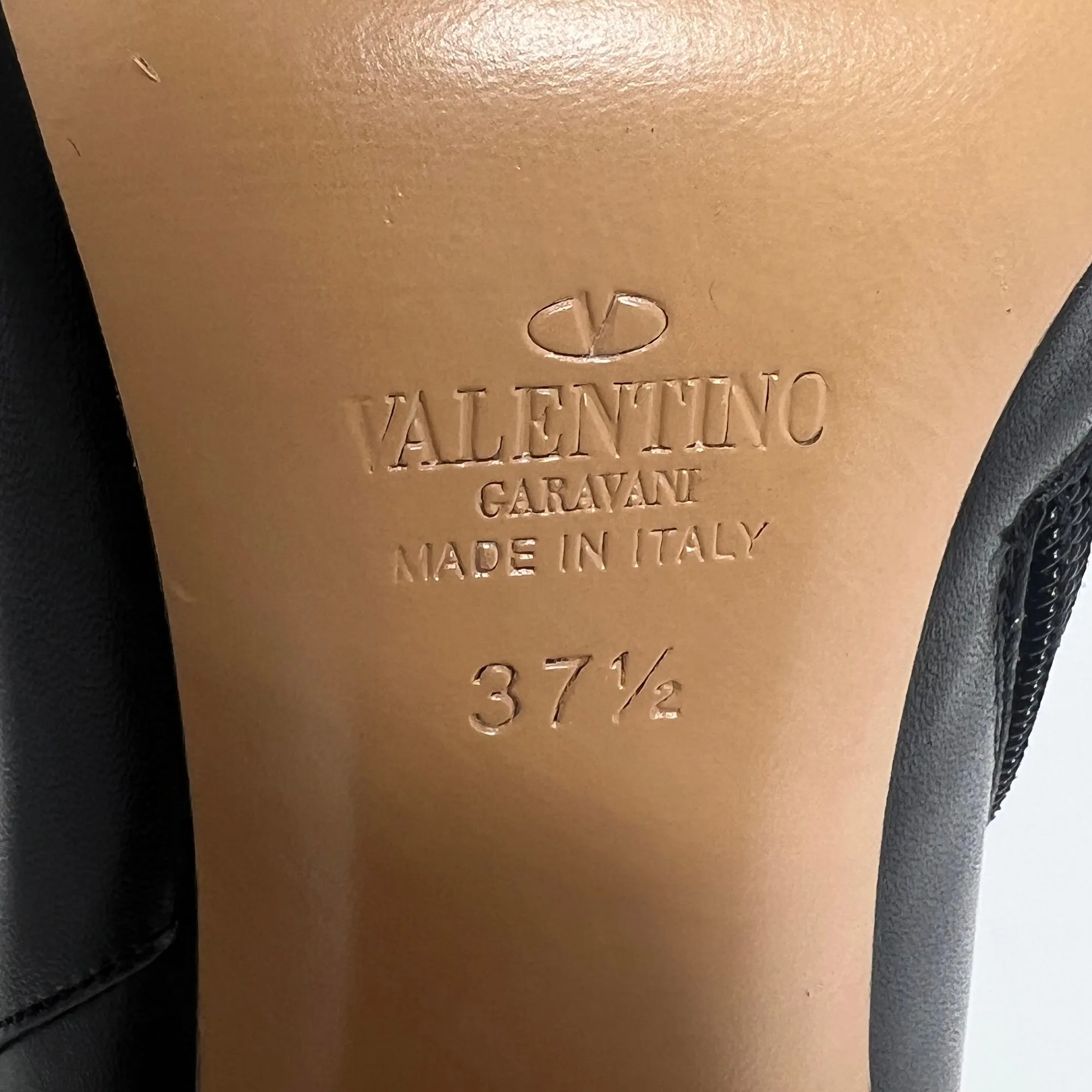 Valentino Garavani Rockstud Black Leather Studded Pointed Block Heel Ankle Boots Size EU 37.5