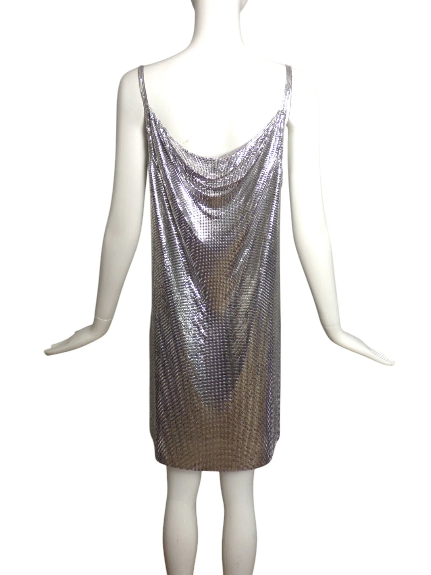 VERSACE- NWT 2024 Silver Metal Mesh Slip Dress, Size 8