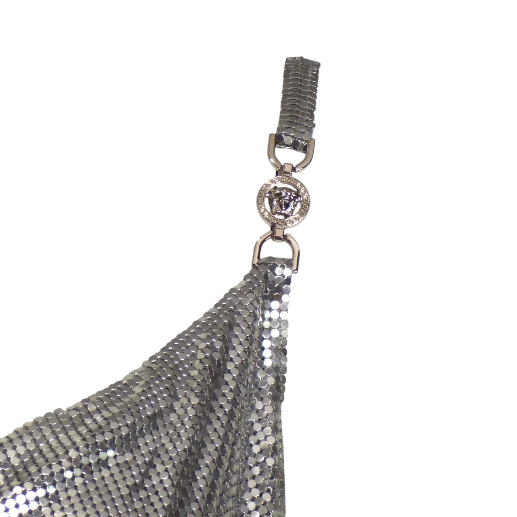VERSACE- NWT 2024 Silver Metal Mesh Slip Dress, Size 8