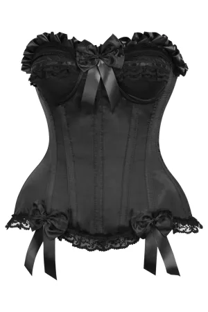 Vintage Chic Black Steel Boned Satin Corset