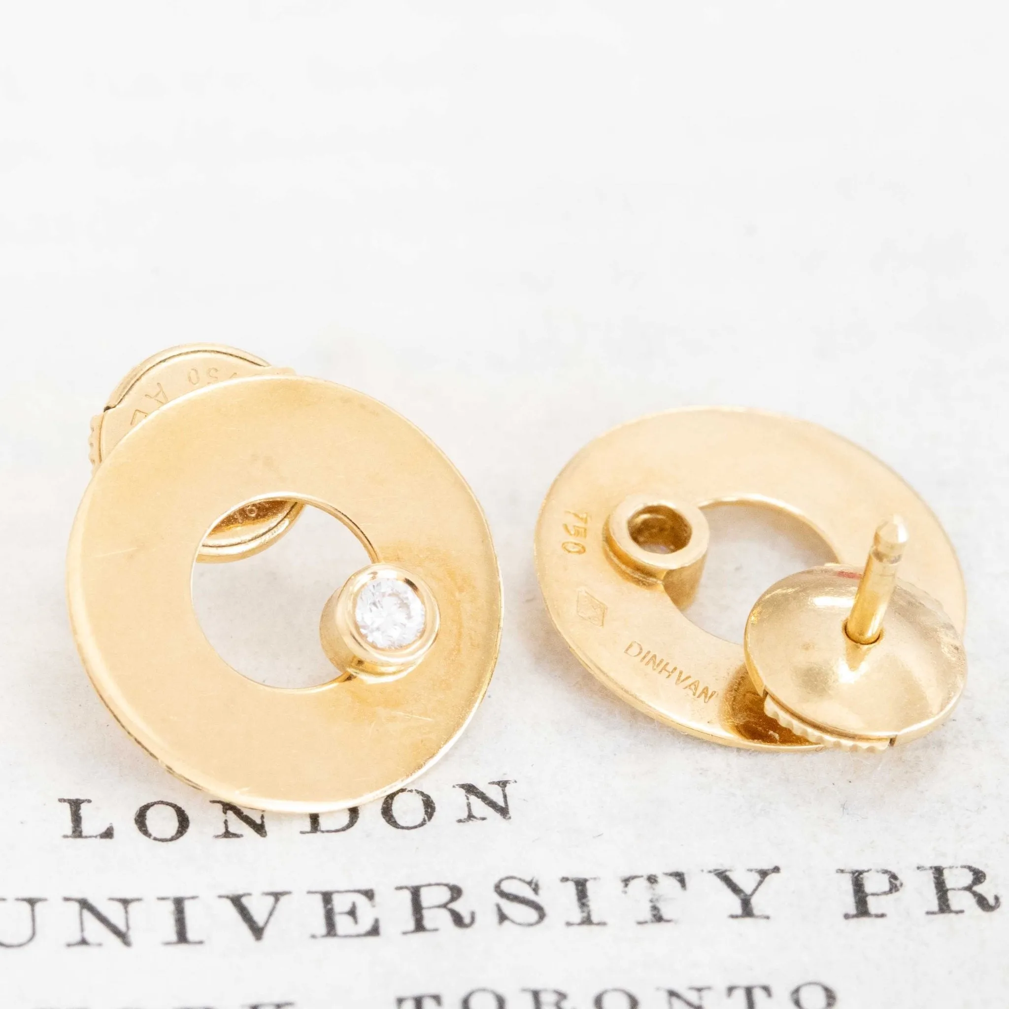 Vintage Diamond Disc Earrings by Dinh Van