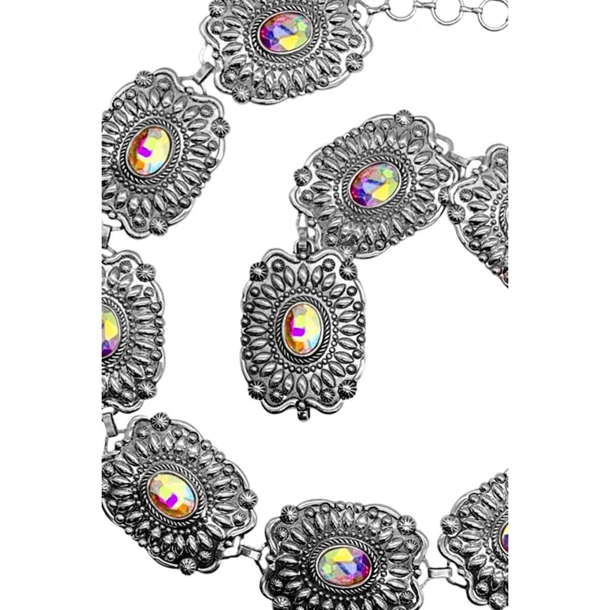 Western Concho Aztec Rhinestone Fashion Chain Belt