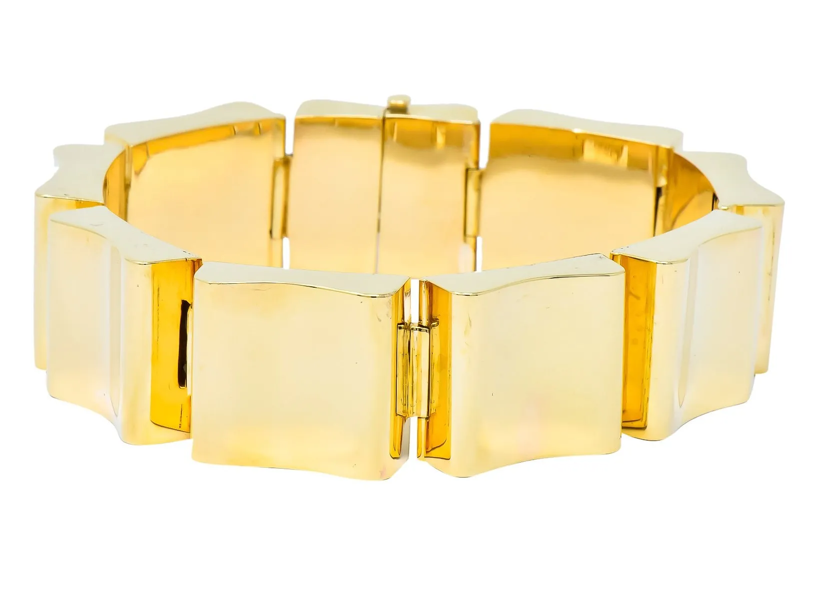 Wide Vintage 14 Karat Gold Polished Link Bracelet
