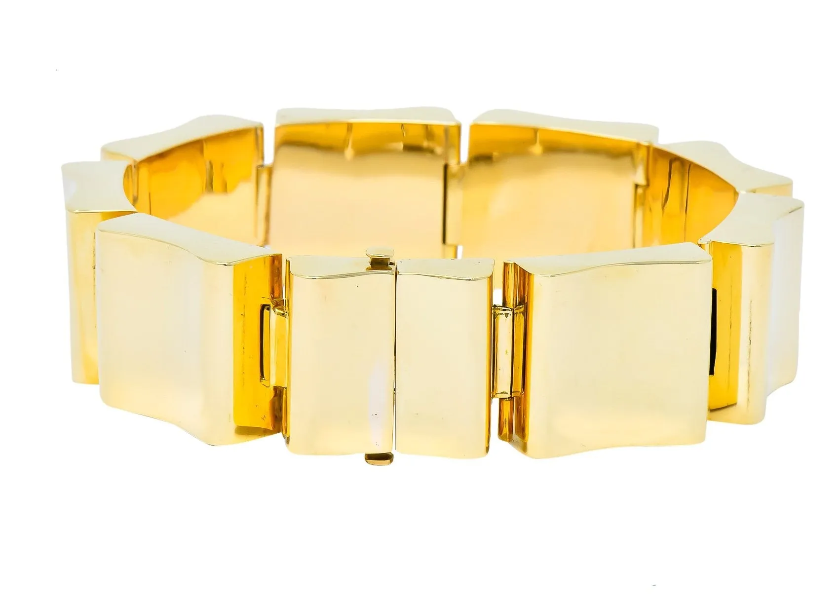 Wide Vintage 14 Karat Gold Polished Link Bracelet