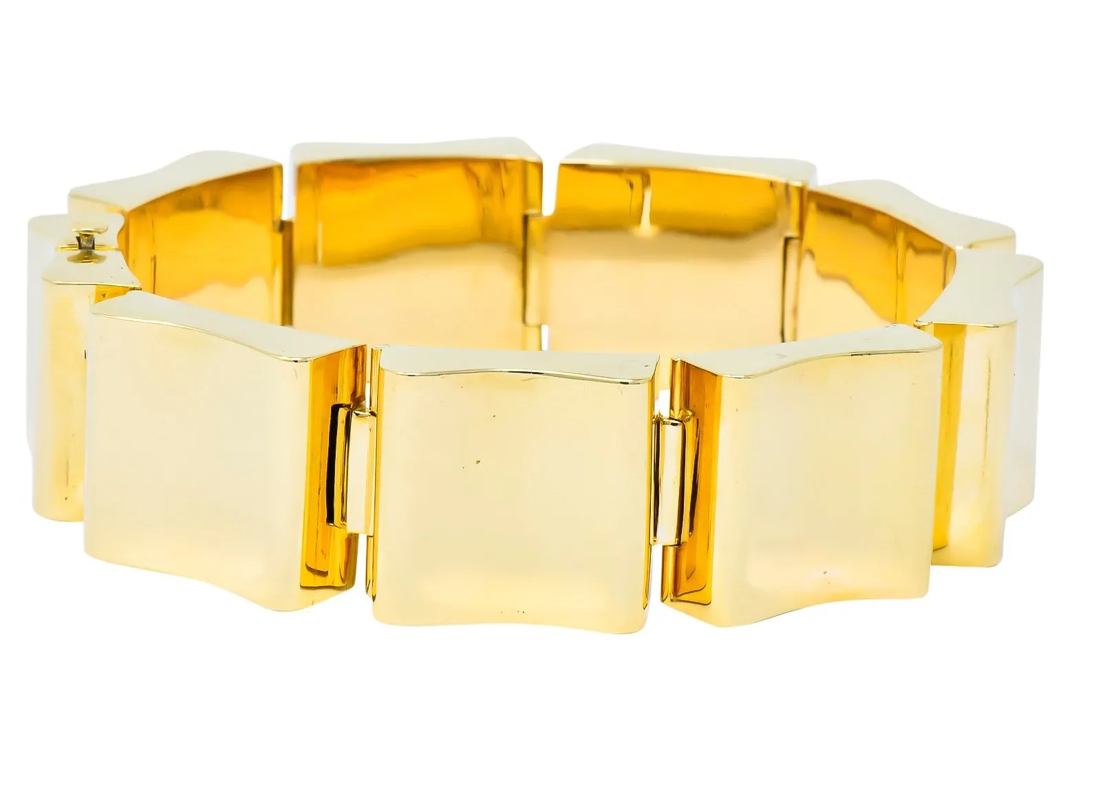 Wide Vintage 14 Karat Gold Polished Link Bracelet