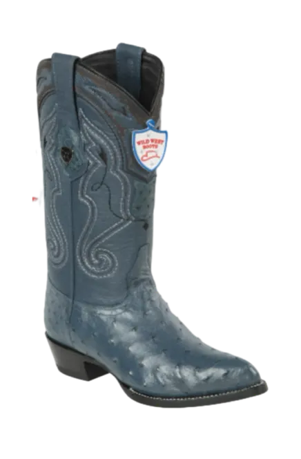Wild West Botas de Avestruz Horma Puntal Blue Jeans