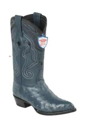 Wild West Botas de Avestruz Horma Puntal Blue Jeans