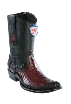 Wild West Botas de Pata de Avestruz Horma Dubai Toe Faded Burgundy