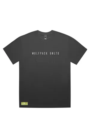 WOLFPACK UNLTD  "FADED" CASUAL HEAVY PREMIUM TEE (DARK) w/ Text Logo