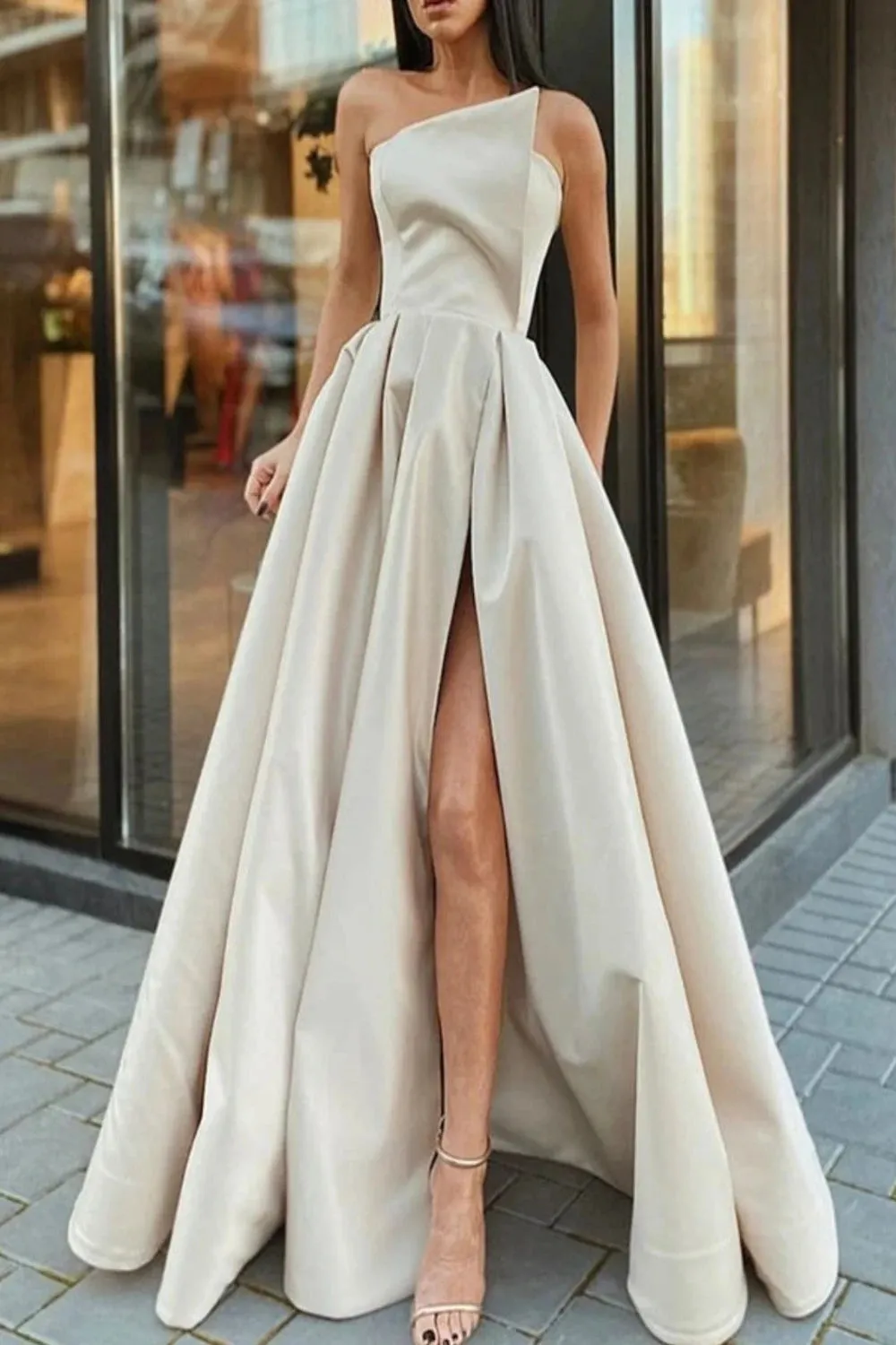 Women Sexy Off Shoulder Elegant High Split Long Gown