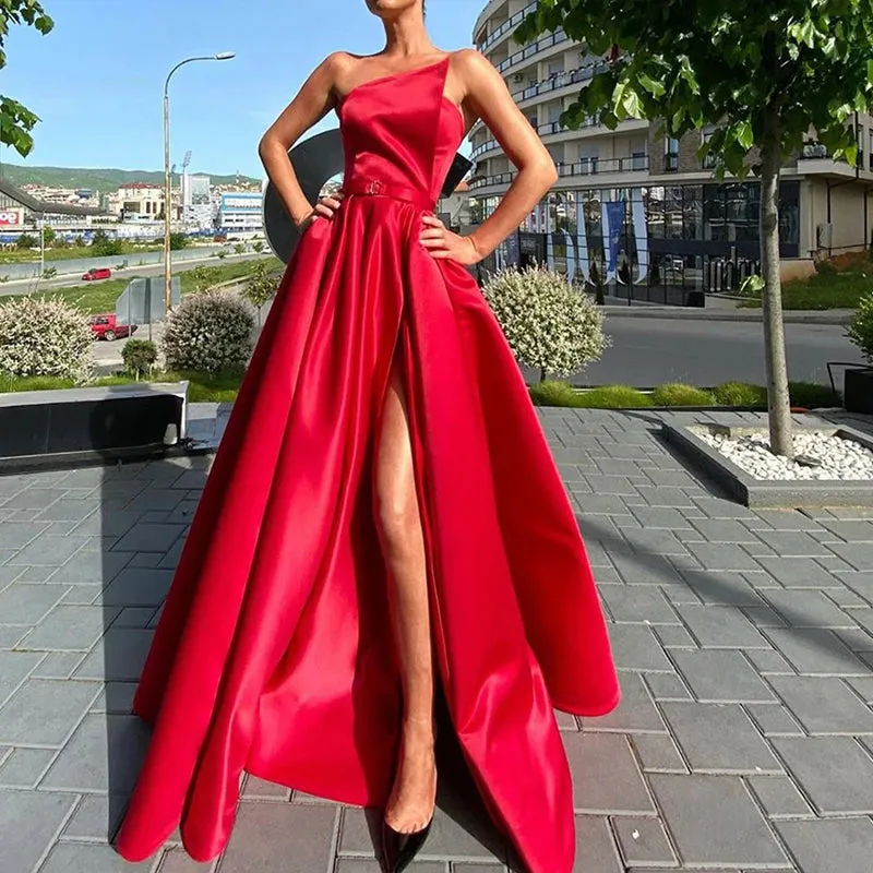 Women Sexy Off Shoulder Elegant High Split Long Gown