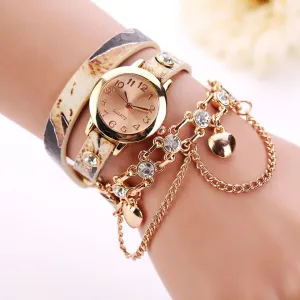 Women's Dual Heart Fashion Watch With Fashion Imprinted Band