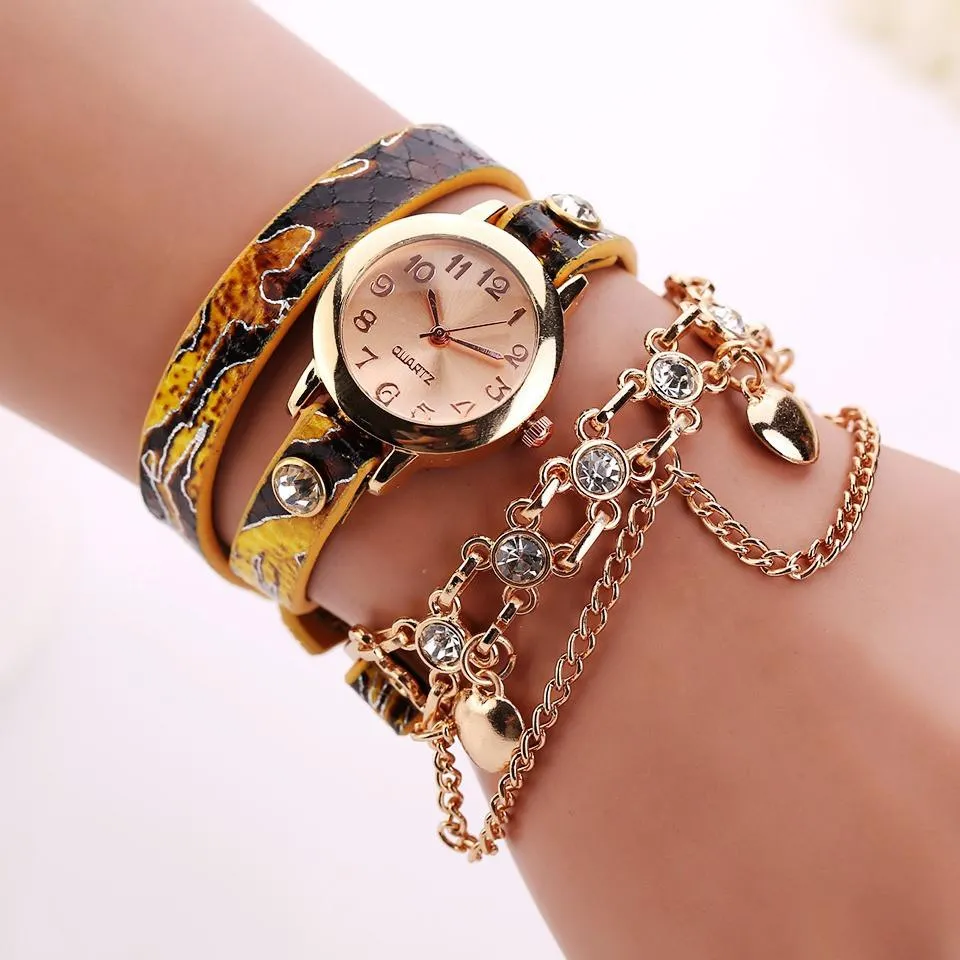 Women's Dual Heart Fashion Watch With Fashion Imprinted Band