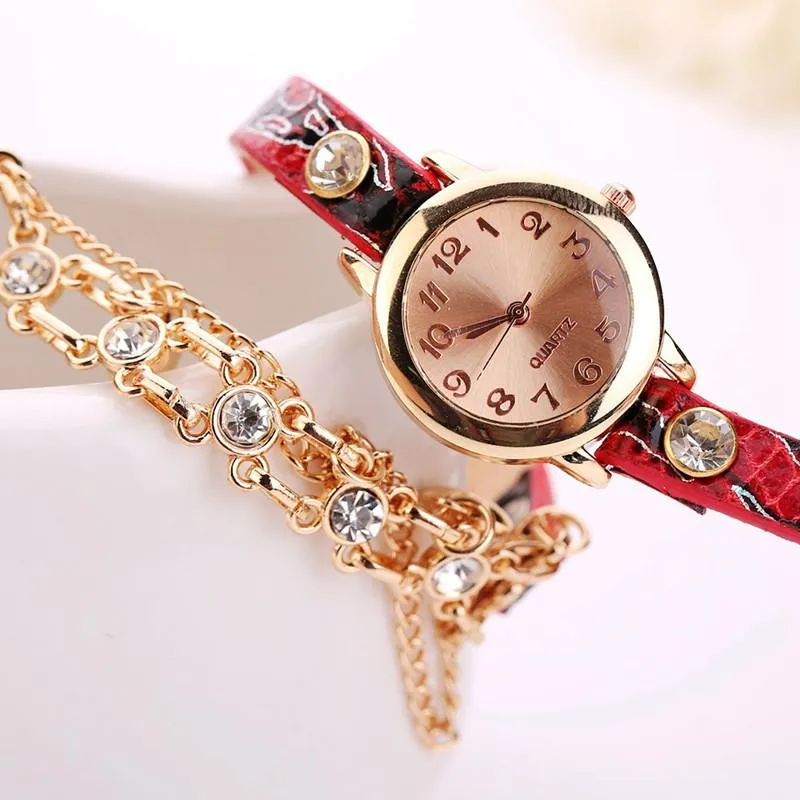 Women's Dual Heart Fashion Watch With Fashion Imprinted Band