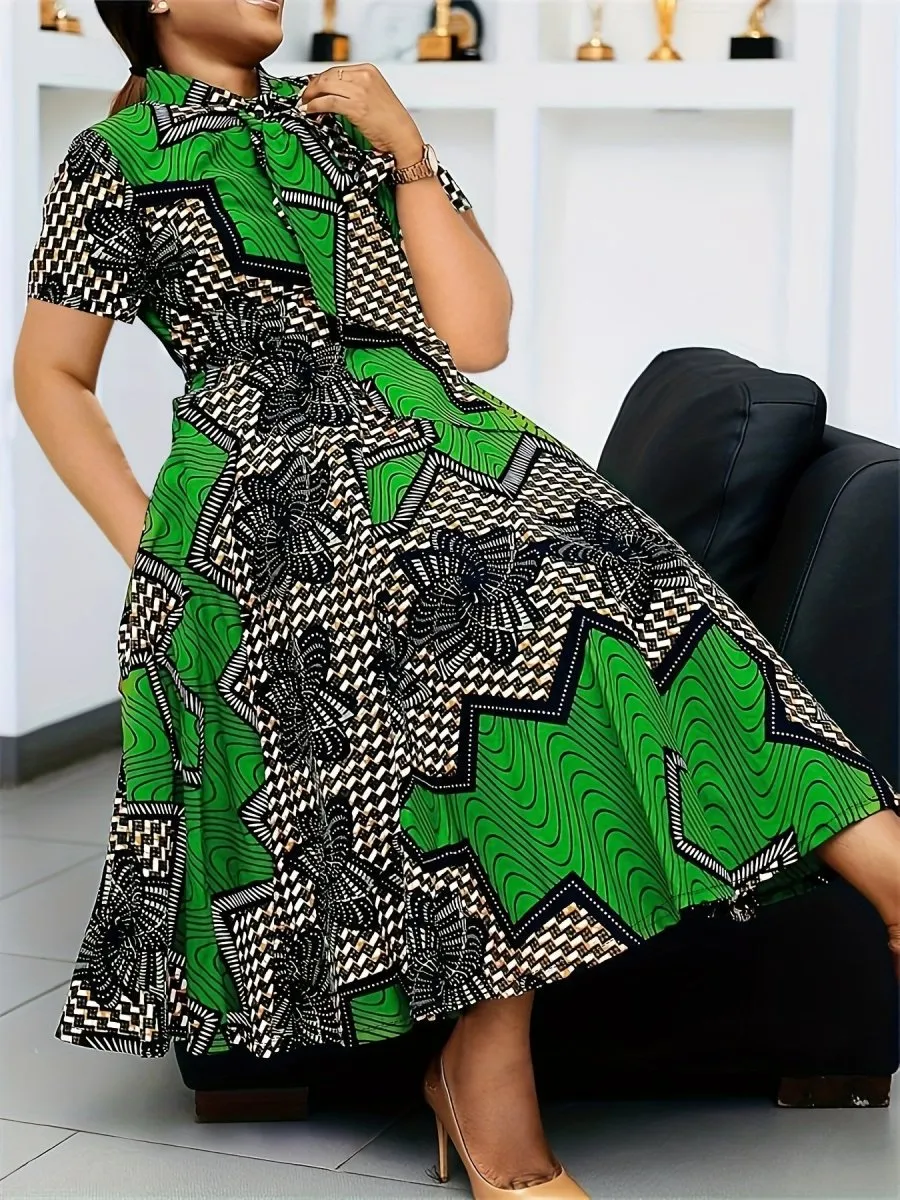 Women's Green and Black Dress