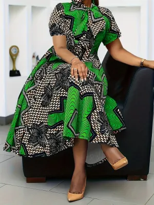 Women's Green and Black Dress
