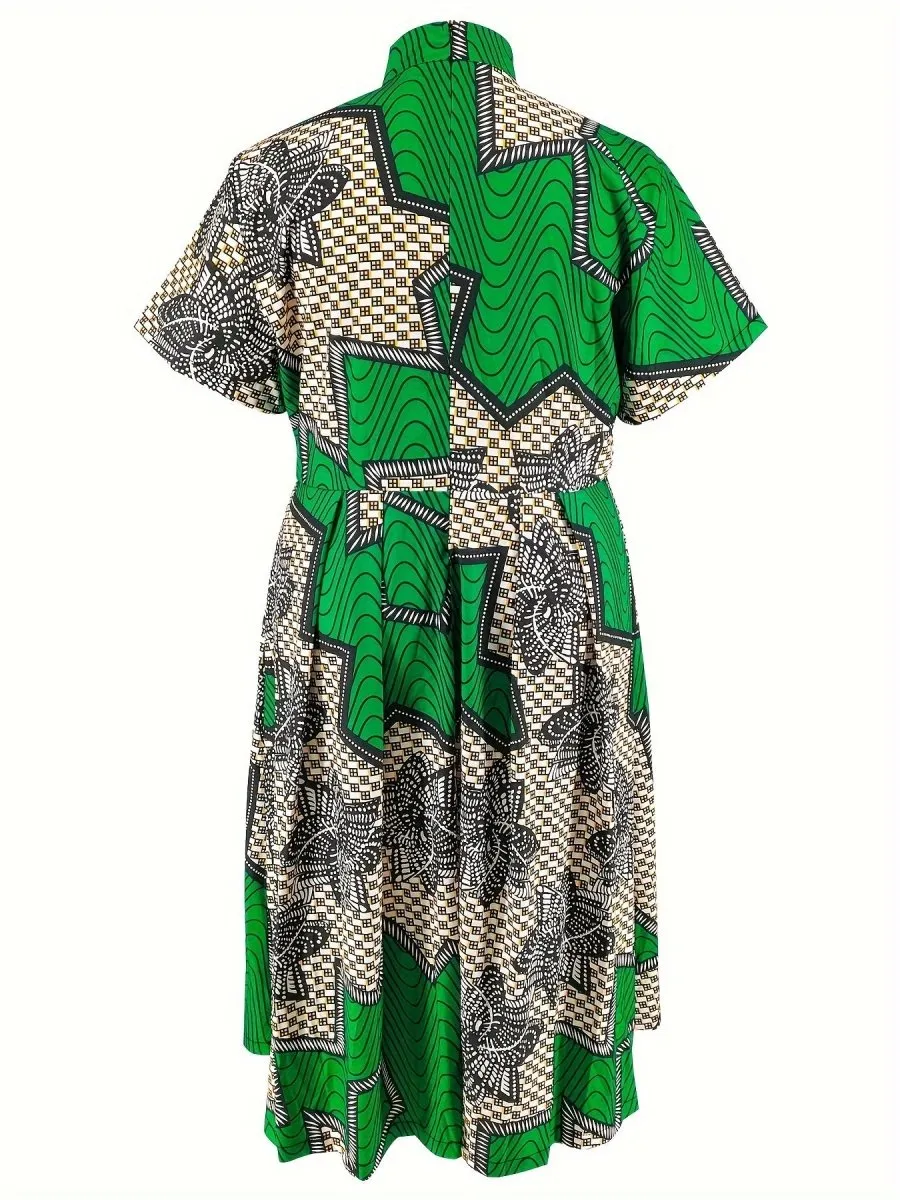 Women's Green and Black Dress