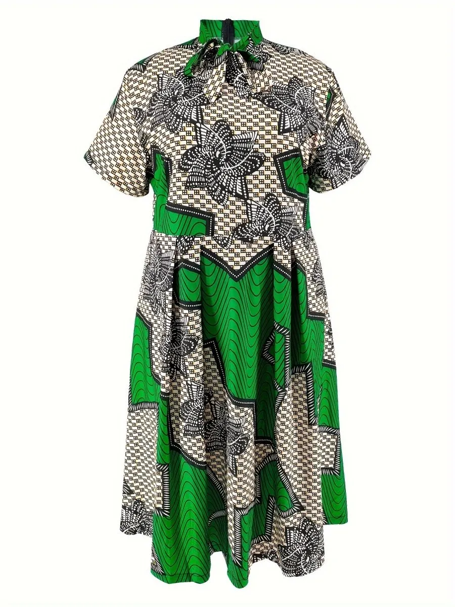 Women's Green and Black Dress