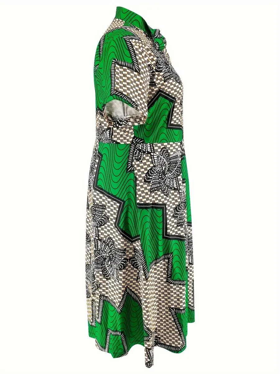 Women's Green and Black Dress
