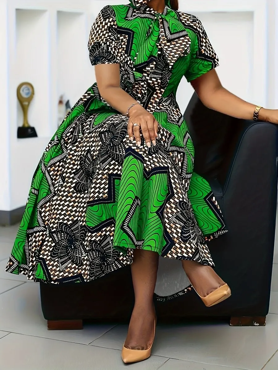 Women's Green and Black Dress