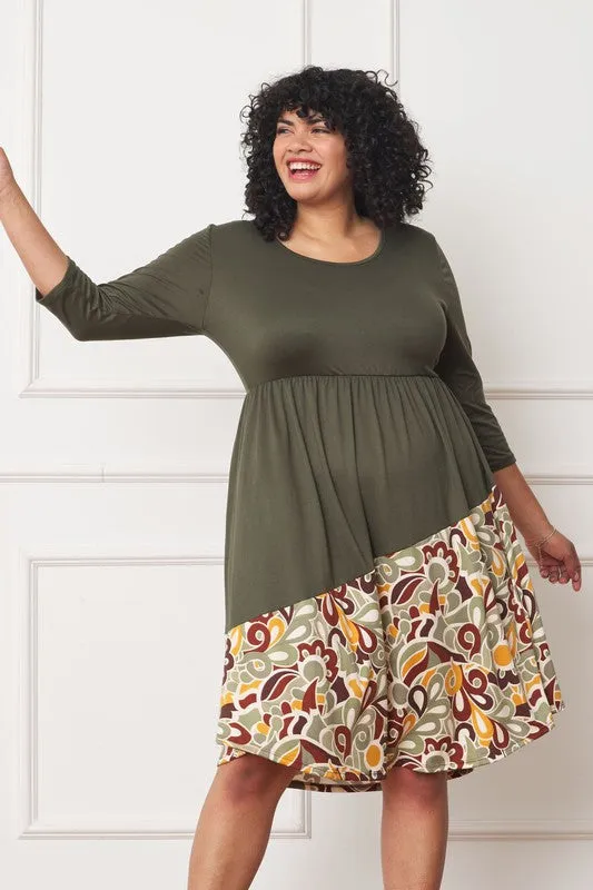 Women's Plus Size Asymmetrical Accent Midi Dress