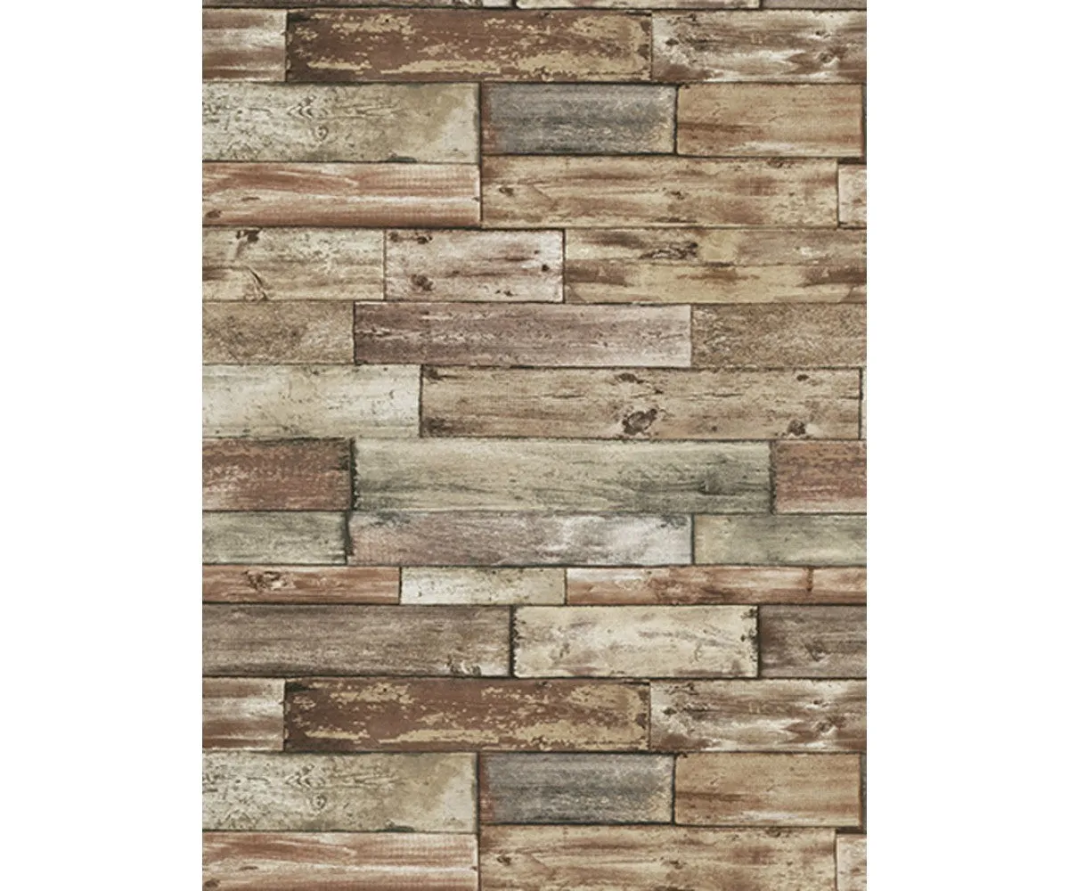 Wooden Wall Textured Brown 7319-11 Wallpaper