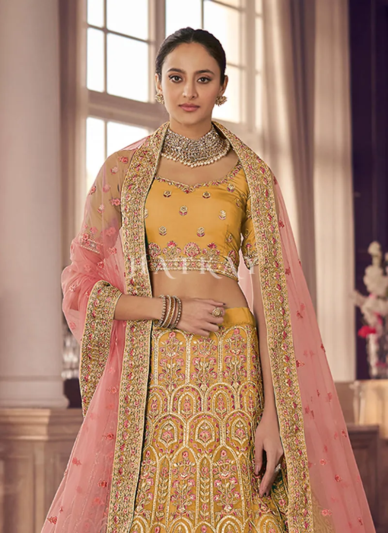 Yellow Multi Embroidered Wedding Lehenga Choli