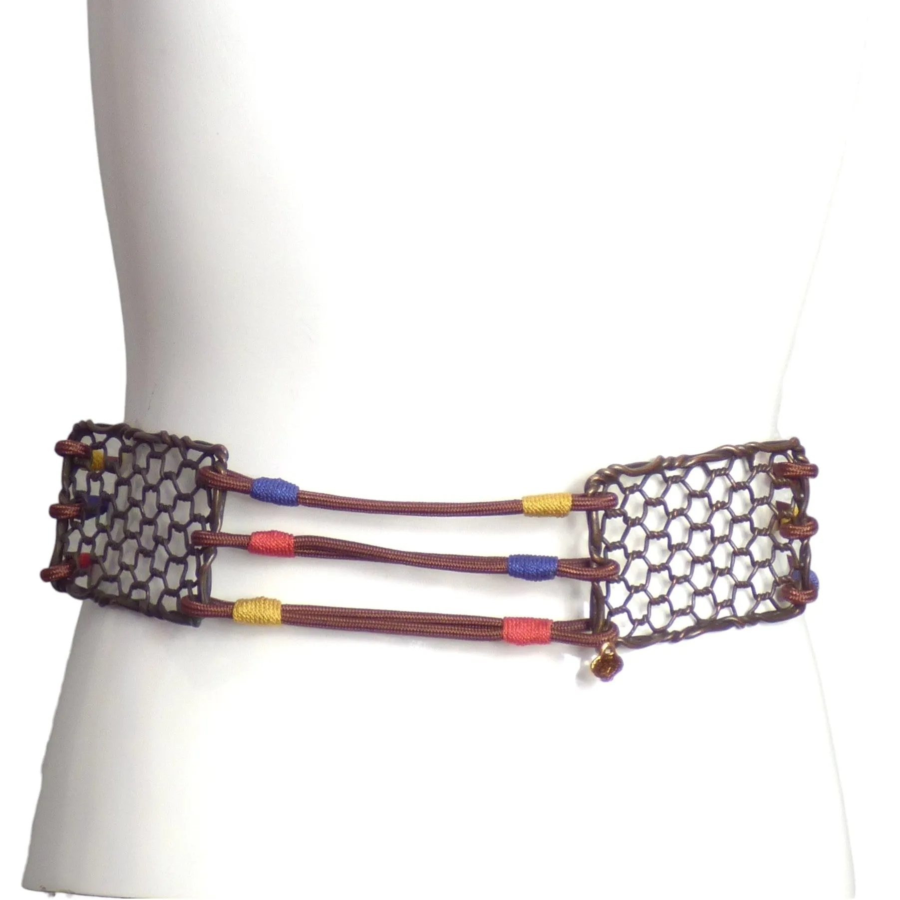 YVES SAINT LAURENT- 1980s Brown Cord & Metal Belt