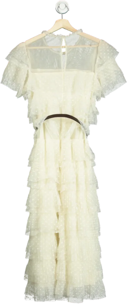 Zara Cream Ruffled Midi Dress UK S