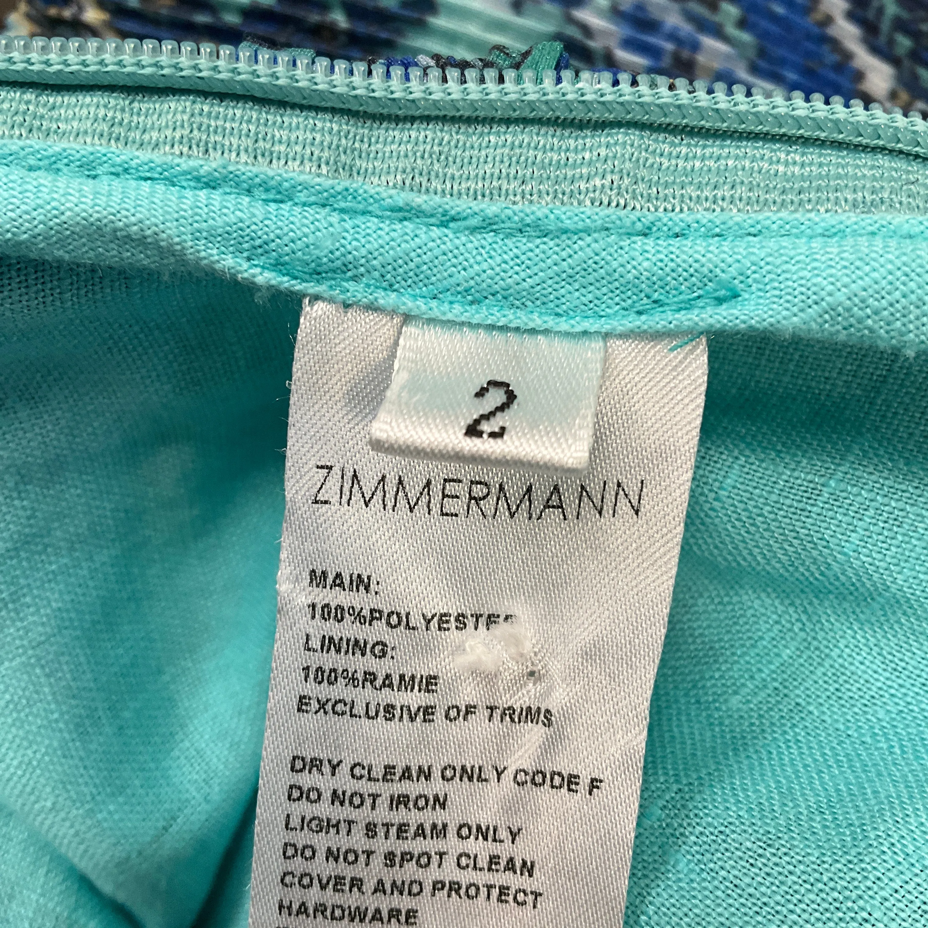 Zimmermann Blue Plisse Moncur Ruffle Neck Crop Top